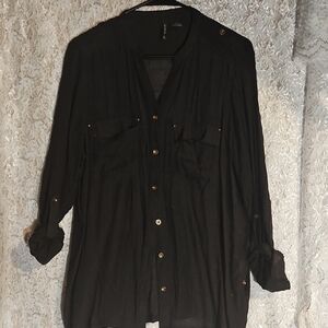 New Directions Black Lightweight Shirt Jacket